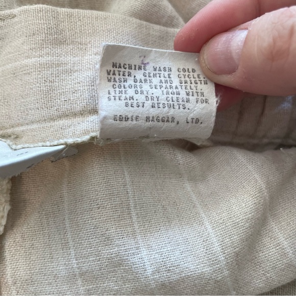 Vintage 90s Cotton-Linen Striped Highwaisted Shorts - Picture 13 of 13